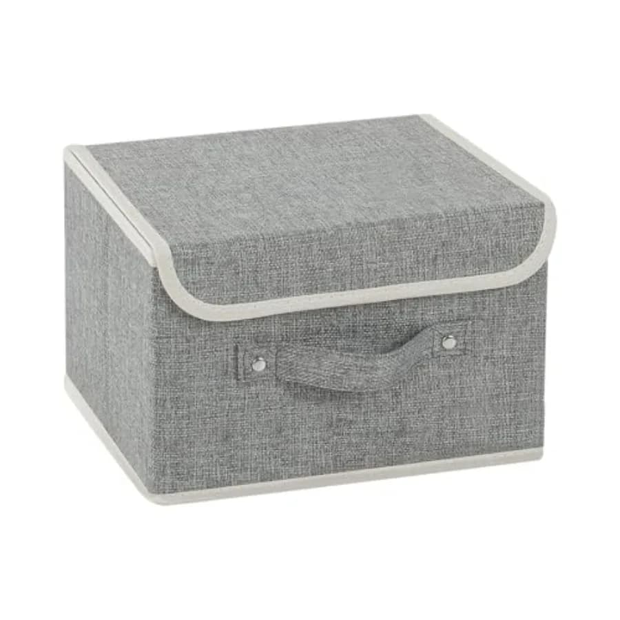 Storage Boxes, Collapsible Storage Bins with Lids, Cotton and linen cloth Storage Baskets with Handle, for Books, Closet, Bedro