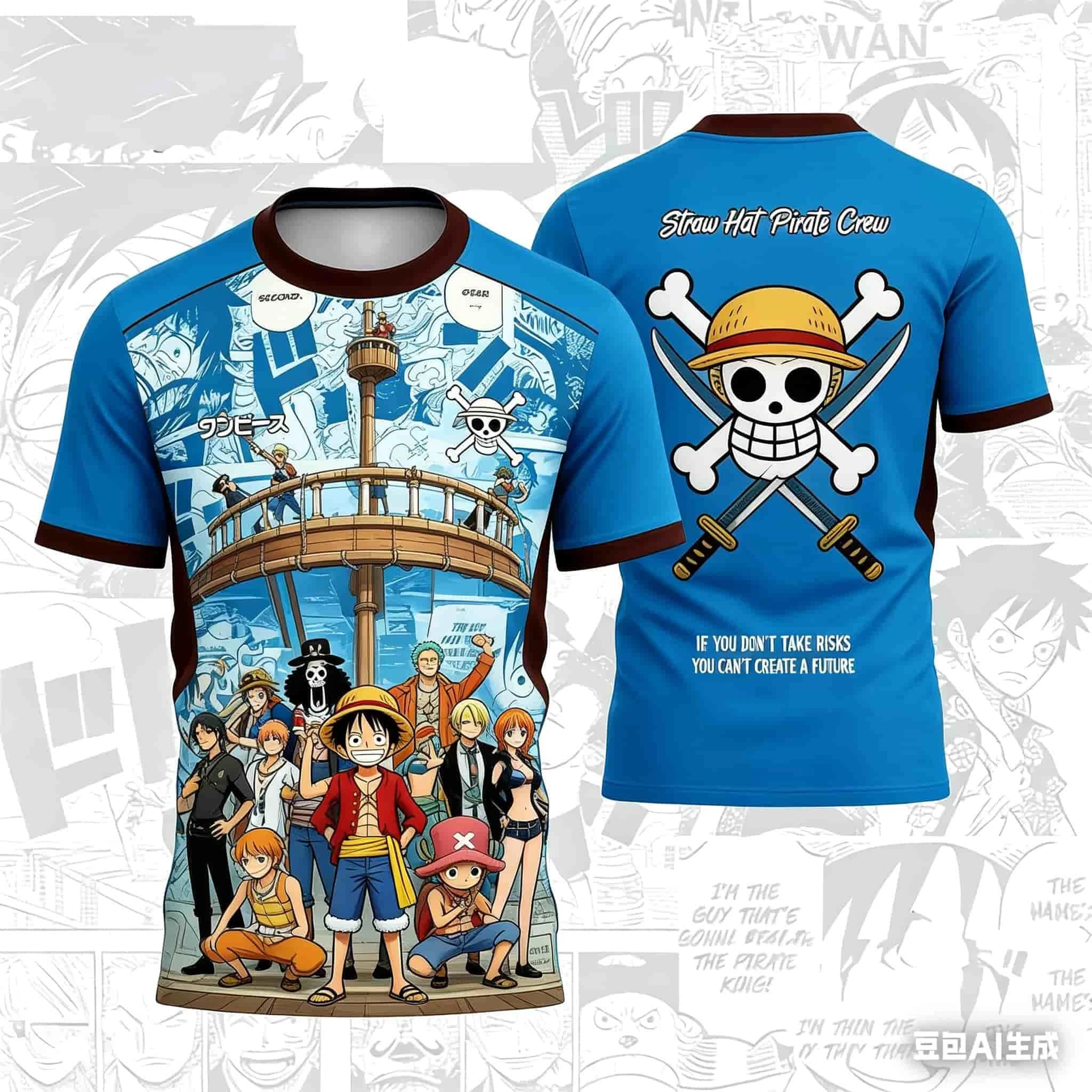 Japanese Anime "One Piece" Summer Outdoor Football Jersey Quick-drying and Breathable Men's T-shirt Suitable for Adults Children