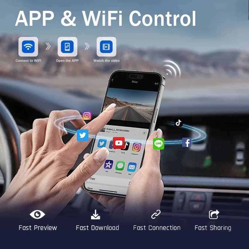 4K Dash Cam WiFi Night Vision Loop Recording Dash Camera for Mercedes Benz E Class W212 2010 2011 2012 2013 2014 2015 2016