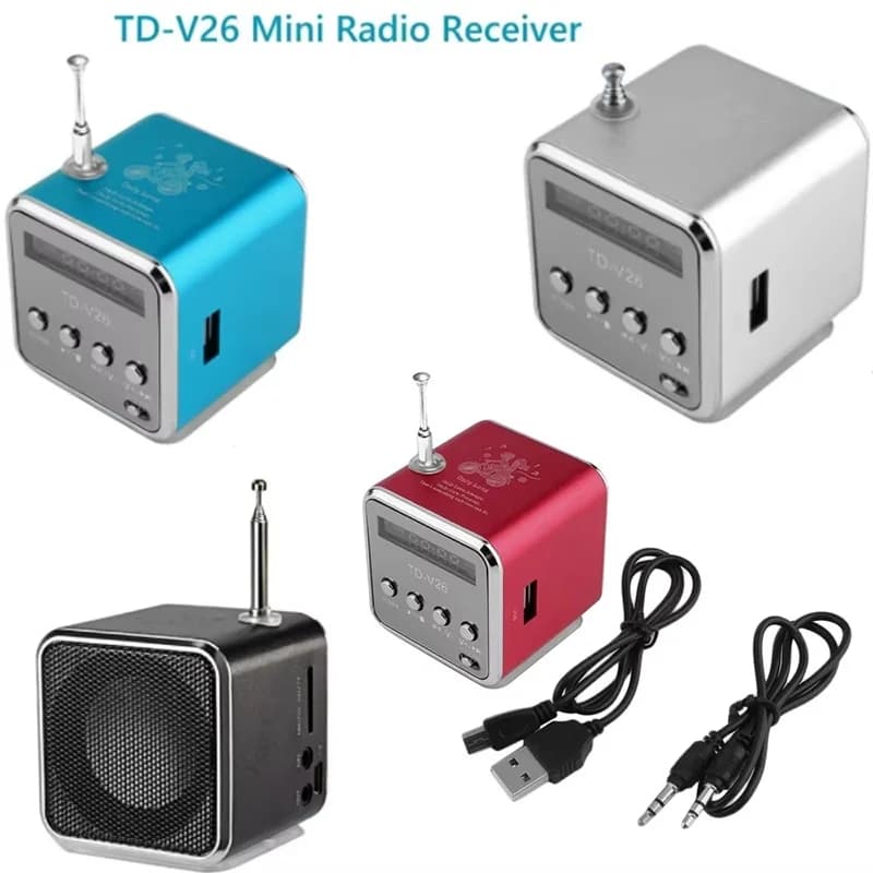 Portable TD-V26 Digital Rechargeable Bluetooth Speaker Mini FM Radio Receiver LCD Display Stereo Loudspeaker Support SD/TF Card