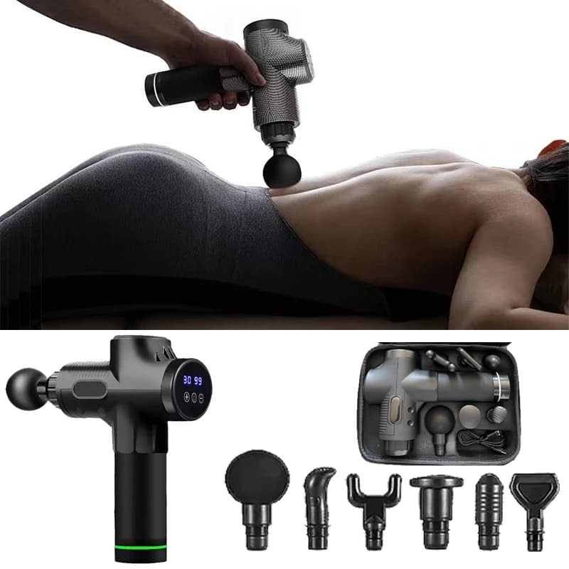 Pistola per massaggio ad alta frequenza a 30 livelli Pistola per massaggio booster Pistola Display LCD Rilassamento muscolare Sollievo dal dolore Fitness JMQ004