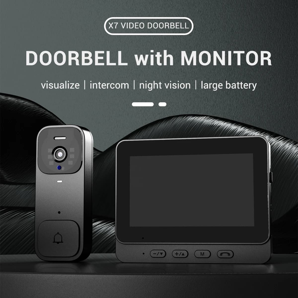 Campanello video intelligente per la sicurezza domestica Schermo da 4,3 pollici Citofono bidirezionale Visione notturna a infrarossi HD Campanello per porta wireless visivo intelligente