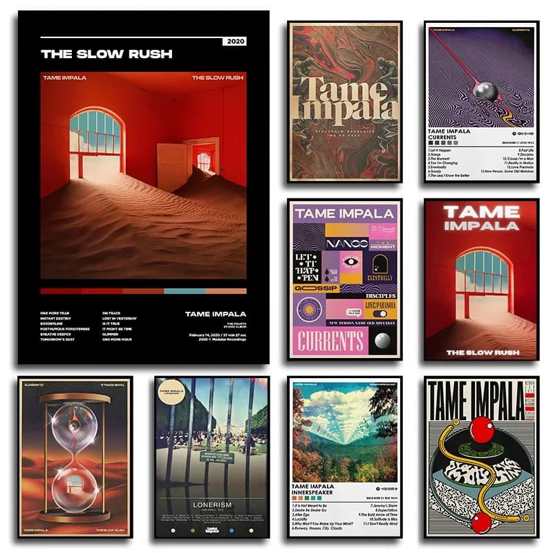 Tame Impala Epiphany Pop Music Band Poster The Slow Rush/Currents/Lonerism Album Cover Canvas Picture Wall Abstract Home Decor