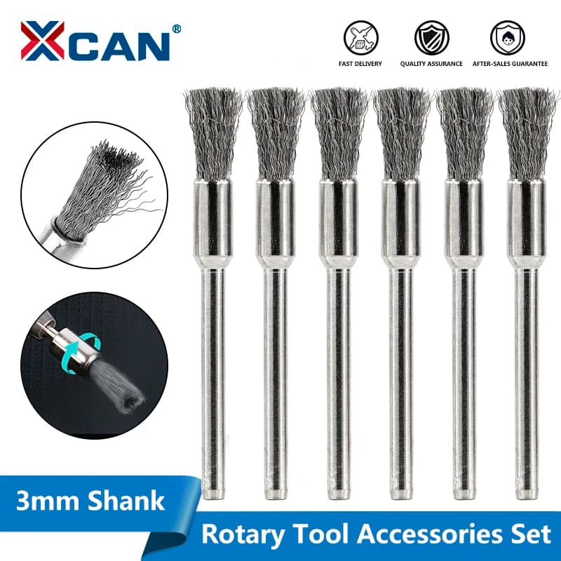 XCAN Steel Wire Wheel Brush Set 3.0mm Shank for Dremel Rotary Tool Metalwokring Polishing Tool Abrasive Tool Brush