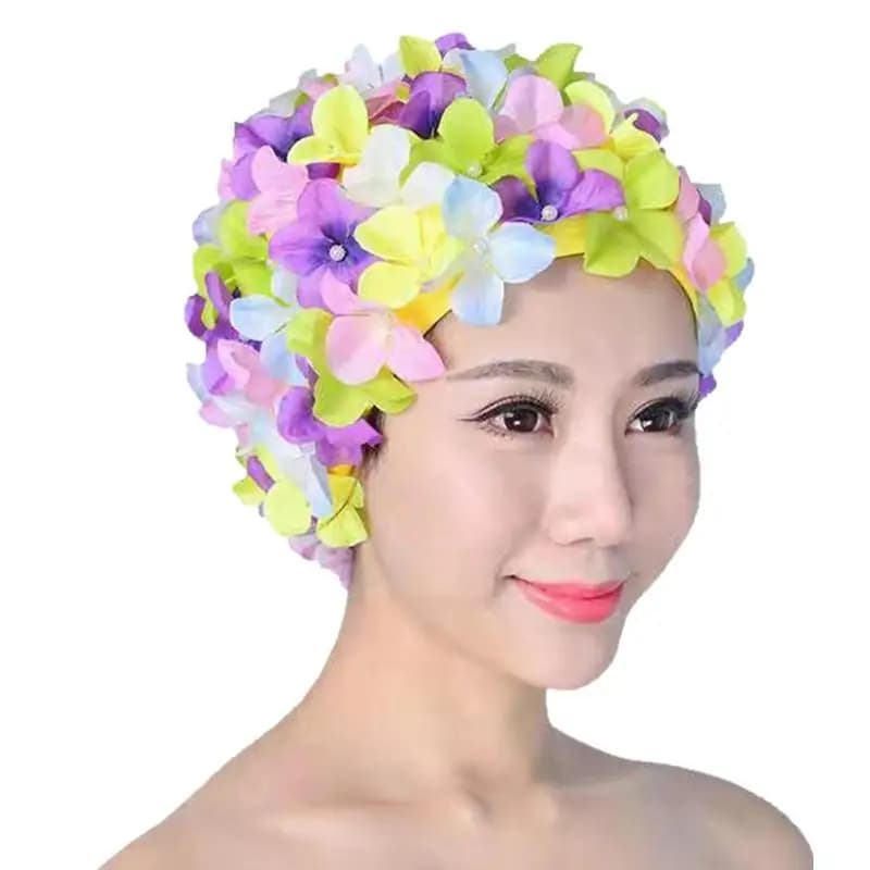 3D Floral Woman Elasticity Petal Retro cuffia da nuoto Summer Fashion Ladies Flower Vintage Beach Bathing Hat
