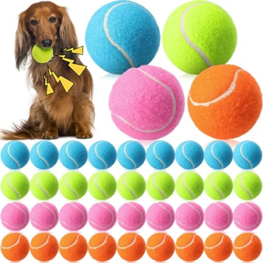 40 Palline da Tennis Squeaky da 2,5 Pollici per Cani, Palline Rimbalzanti Galleggianti, Forniture per Gioco e Addestramento Interattivo per Cani