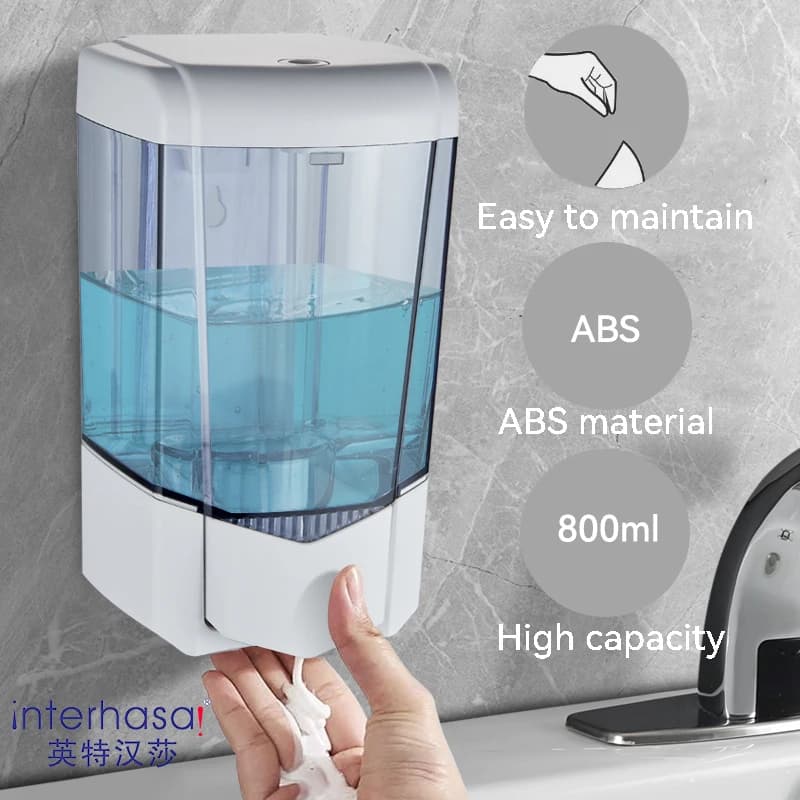 Interhasa! 800ml Dispenser di sapone manuale montaggio a parete sterilizzatore per mani liquido Shampoo doccia Gel Punch gratuito per cucina bagno