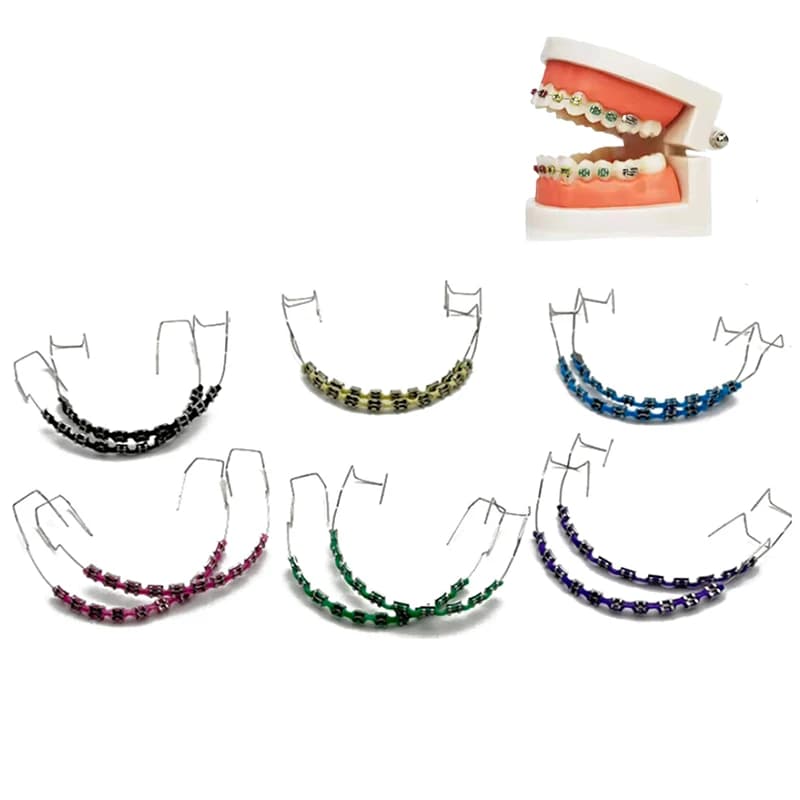 1 Paio di Apparecchi Dentali Finti Temporanei con Gancio e Fili Metallici, Decorazione Dentale Colorata, Attrezzi Dentali