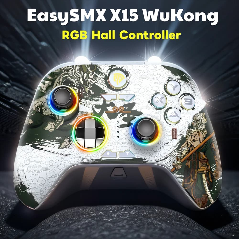 RGB EasySMX X15 Gamepad Hall effect compatible with PC/Switch/phone/Steam/TV, Bluetooth/cavo/dongle USB support
