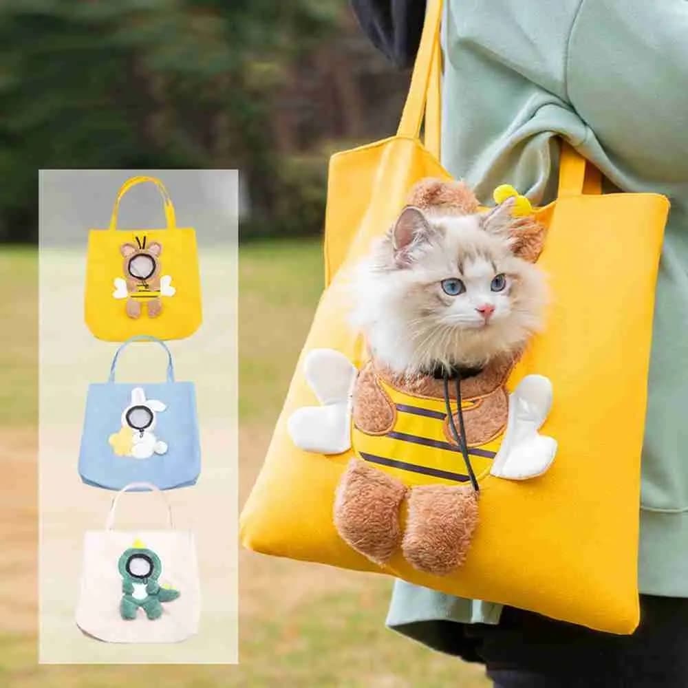 Borsa da esterno creativa per animali domestici con ape, borsa per gatti, leone, con finestra, borsa portatile per cani