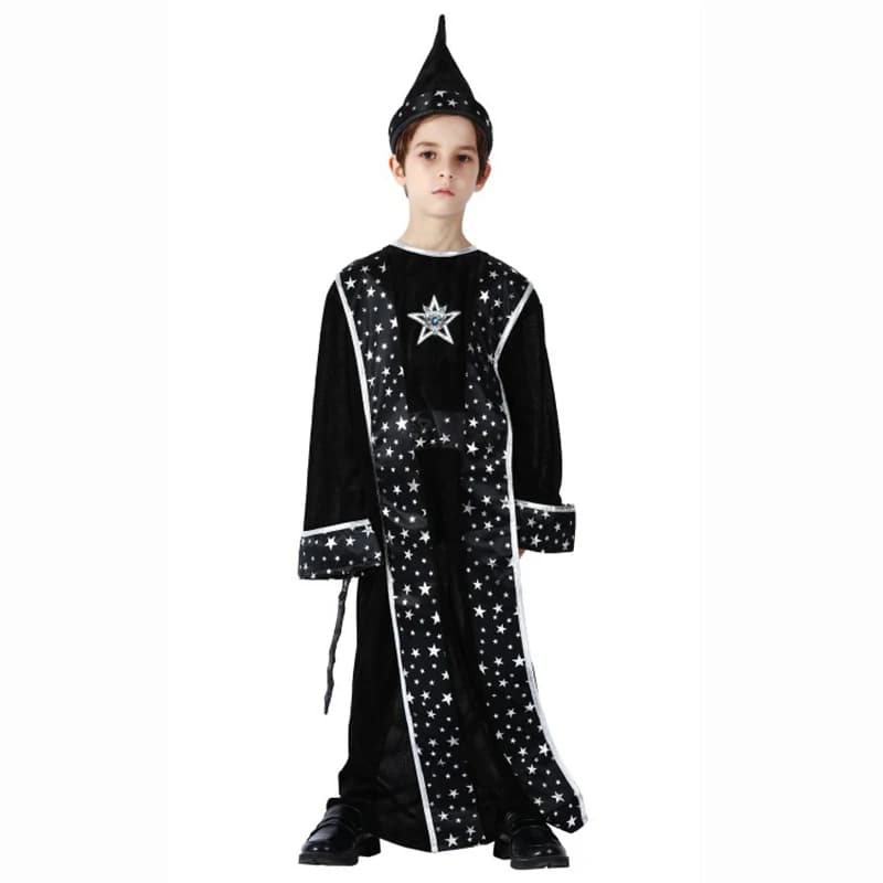 Star Mage COS costume for adults and children, star embroidery magic cloak set, carnival stage performance role-playing costume
