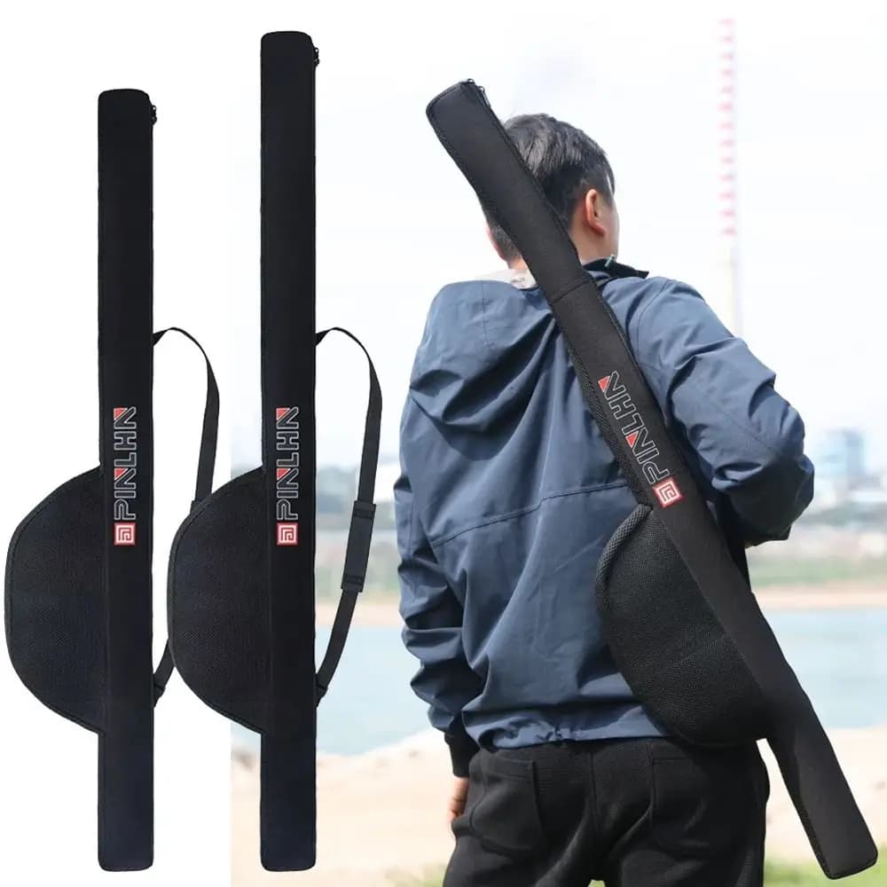 Nuova borsa per canna da pesca portatile pieghevole custodia per canna da pesca da 118/128 cm con tracolla organizer da pesca