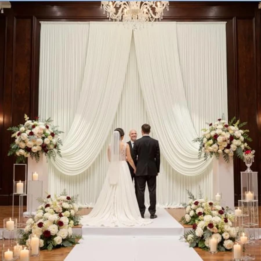 20ft x 15ft Ivory Backdrop Curtains for Wedding Parties, 4 Panels Wrinkle Free Fabric Drapes Photo Backdrop for Baby Shower Bir