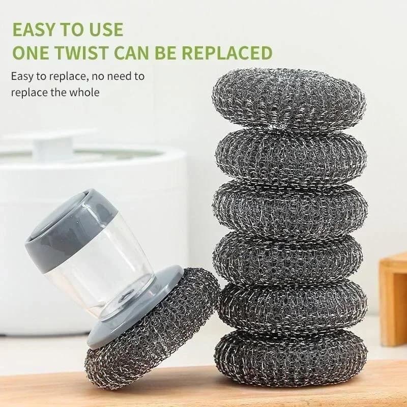 2026 New Multi‑use Kitchen Pot Dish Cleaning Brush Portable Soap Dispenser Sponge Scrubber Household Washing Tool Accessories