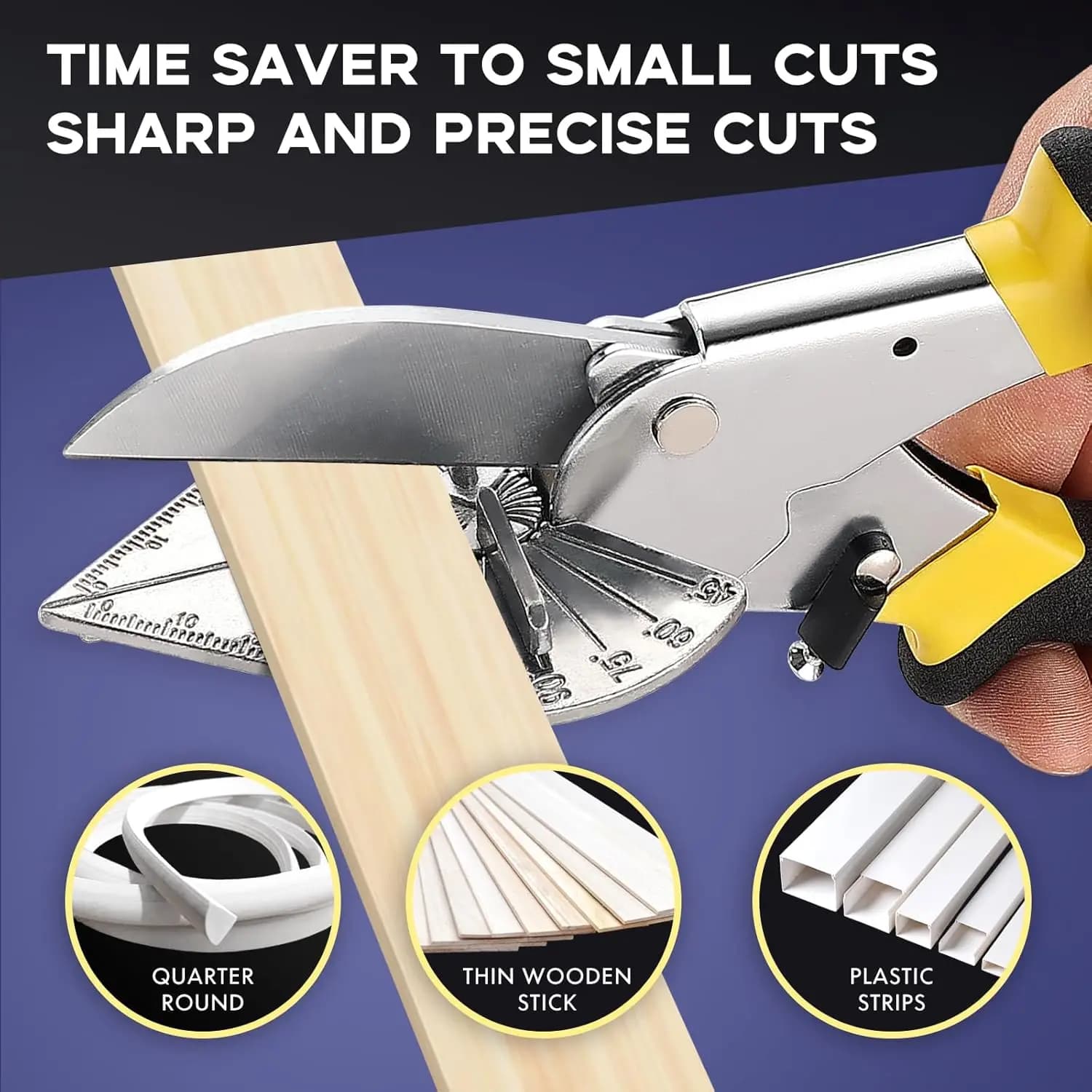 Cesoia Multi-Angolo Sharp per Tagli a Mitra, Regolabile da 45 a 135 Gradi con Blocco di Sicurezza, Utensile Manuale per Tagliare Plastica e Profili in PVC