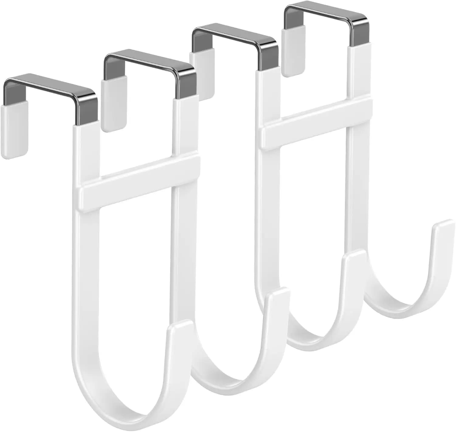 Ganci per porta (2 pezzi) resistenti con doppio appendiabiti e rivestimento in gomma, organizer per bagno, camera da letto, dormitorio, per appendere vestiti, asciugamani, cappelli