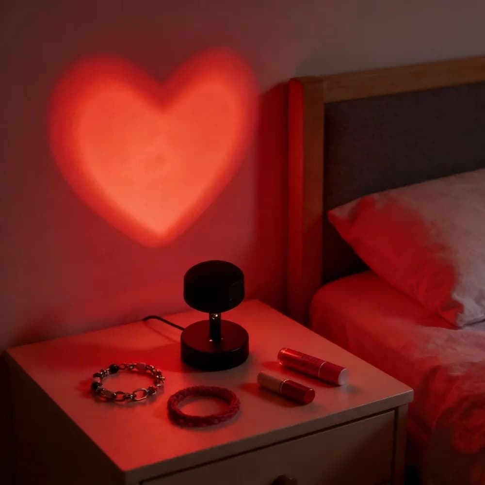 Proiettore LED romantico a forma di cuore da 1 pezzo Alimentato tramite USB per sfondo fotografico Decorazioni per la camera da letto delle feste Ideale per Natale