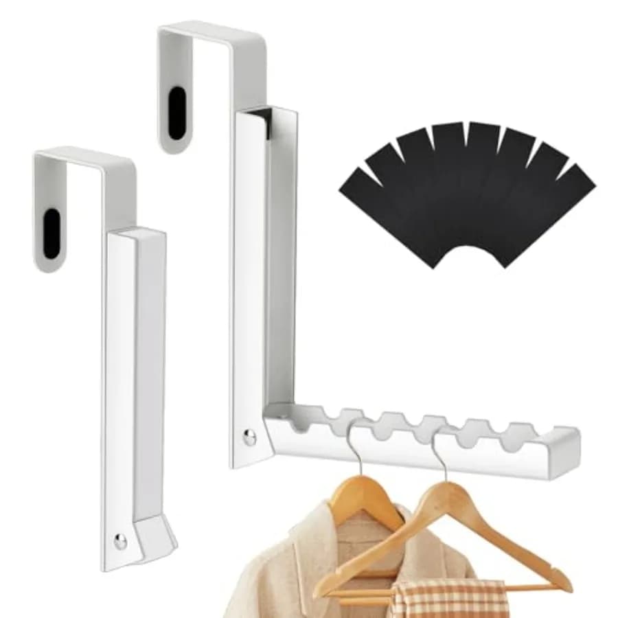 2-Packs Over the Door Hanger Hooks with Extra Anti-slip Pads, Metal Folding Clothes Drying Racks for Laundry, Dorm, Portable Sp