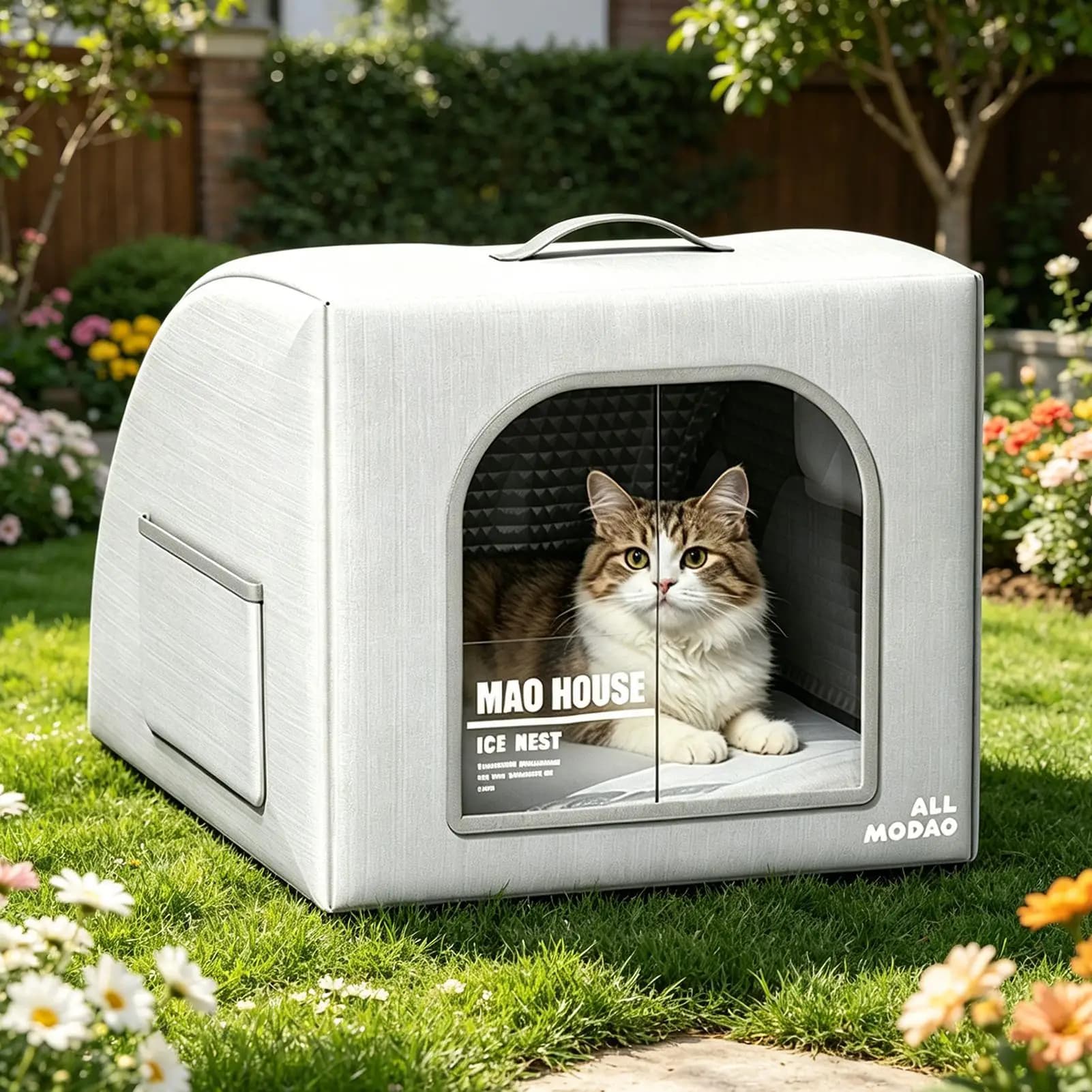 Foldable Weatherproof Insulated Bed Cooling Cat House For Outside With 8 Reusable Ice Packs Dog House Indoor For Indoor Outdoor