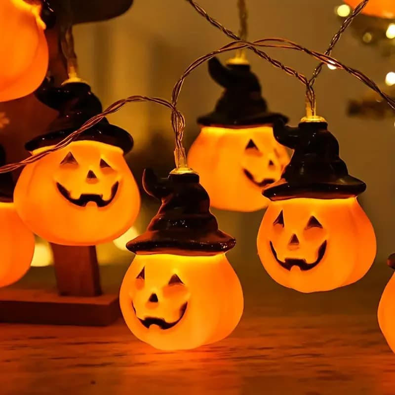 Halloween Pumpkin Hat LED String Lights Indoor Pumpkin Lantern Lights Halloween Home Party Yard Wall Door Decor Lights 822