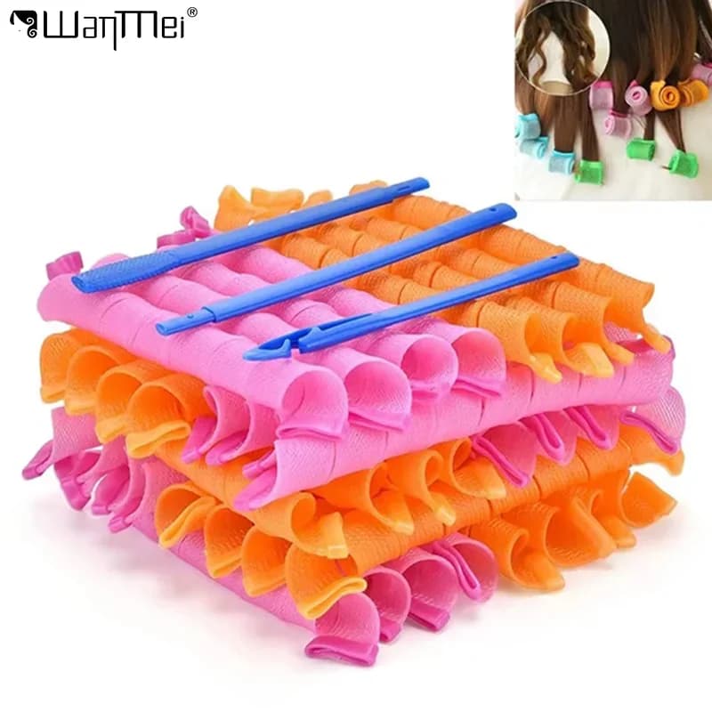 18 pcs Bigodini Without Calore Shape of Snail Magic Wave Foam Bigodini To Spiral Bigodini Undulated Hairdressing Tools