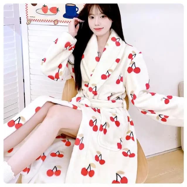 Hot night garments for women Kimono Bathrobe Dress thickened in loose coral fleece Homewear New winter female flannel dress Pigiama
