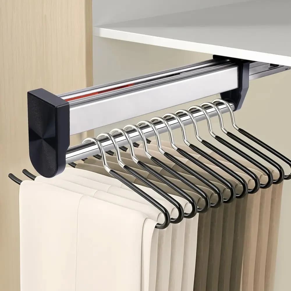 Asta e Appendiabiti Estraibili Regolabili in Acciaio Inossidabile Resistente per Armadio, per Vestiti, Cappotti e Pantaloni (550mm)