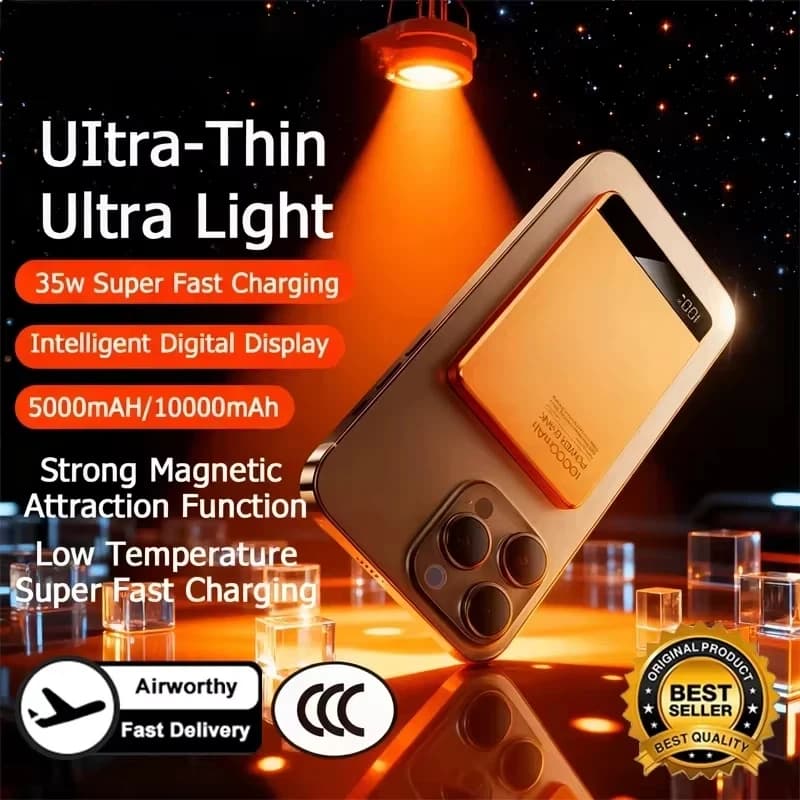 Lenovo Ultra Thin 10000mAh Power Bank Portable Magnetic Wireless Charger Super Fast Charging External Battery For Magsafe IPhone