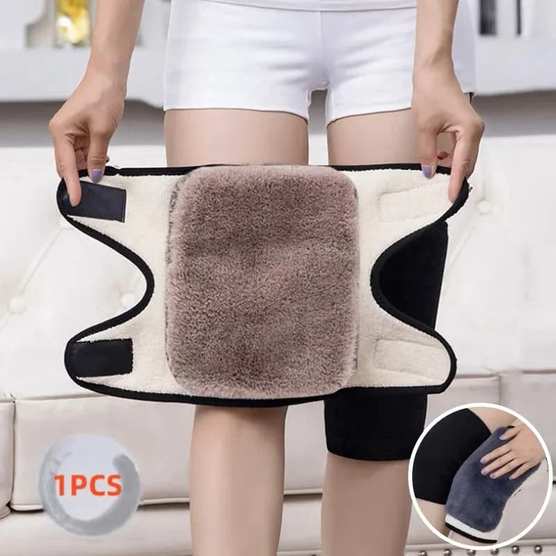 1PC Winter Warm Knee Pad Thickened Plush Two-layer Knee Cover Cold-proof Thermal Adjustable Ski Cycling Men Women Leg Warmer