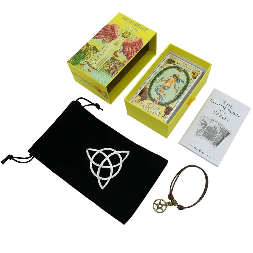 Scatola regalo estraibile per carta dei tarocchi da 7*12cm con manuale di istruzioni inglese, inclusa borsa per carte di peluche, divertenti giocattoli da gioco da tavolo