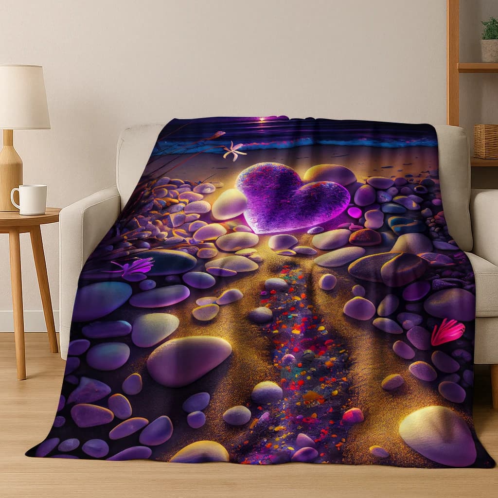 Coperta in Flanella 3D Effetto Ciottoli, Morbida e Calda per Camera da Letto, Soggiorno, Viaggi, Campeggio, Picnic, Regalo