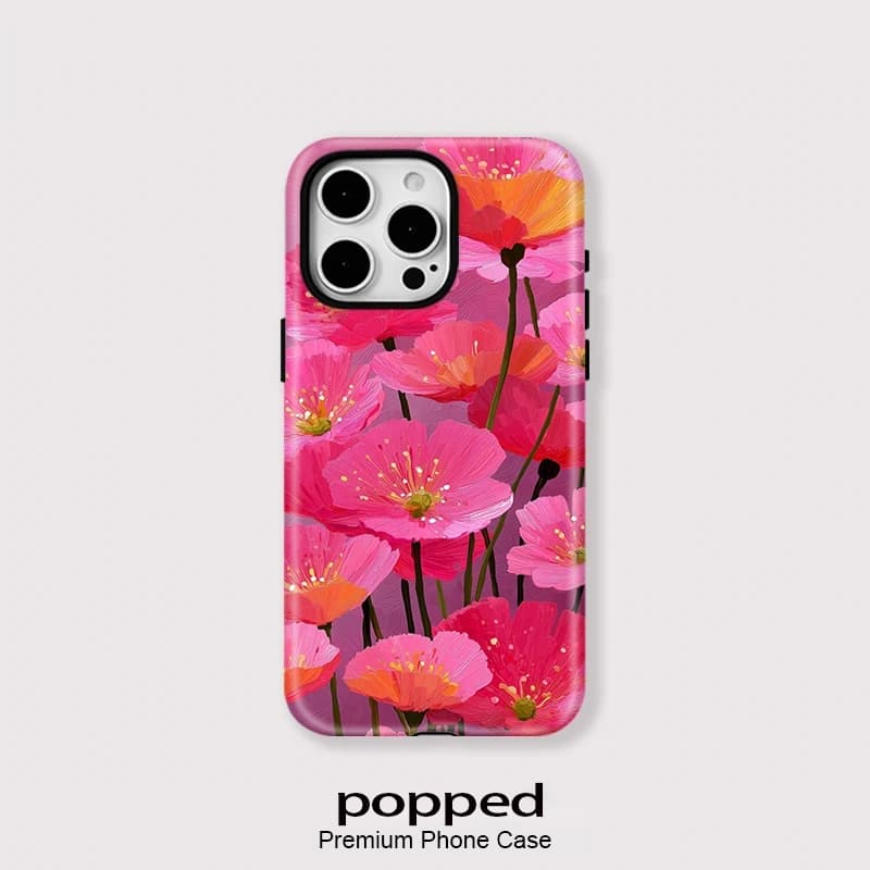 popped For iPhone 16 Pro Max 15 Plus 13 14 12Pro 17 Luxury Flower For Magsafe Wireless Charge Cases Phone Case Magnetic Cover