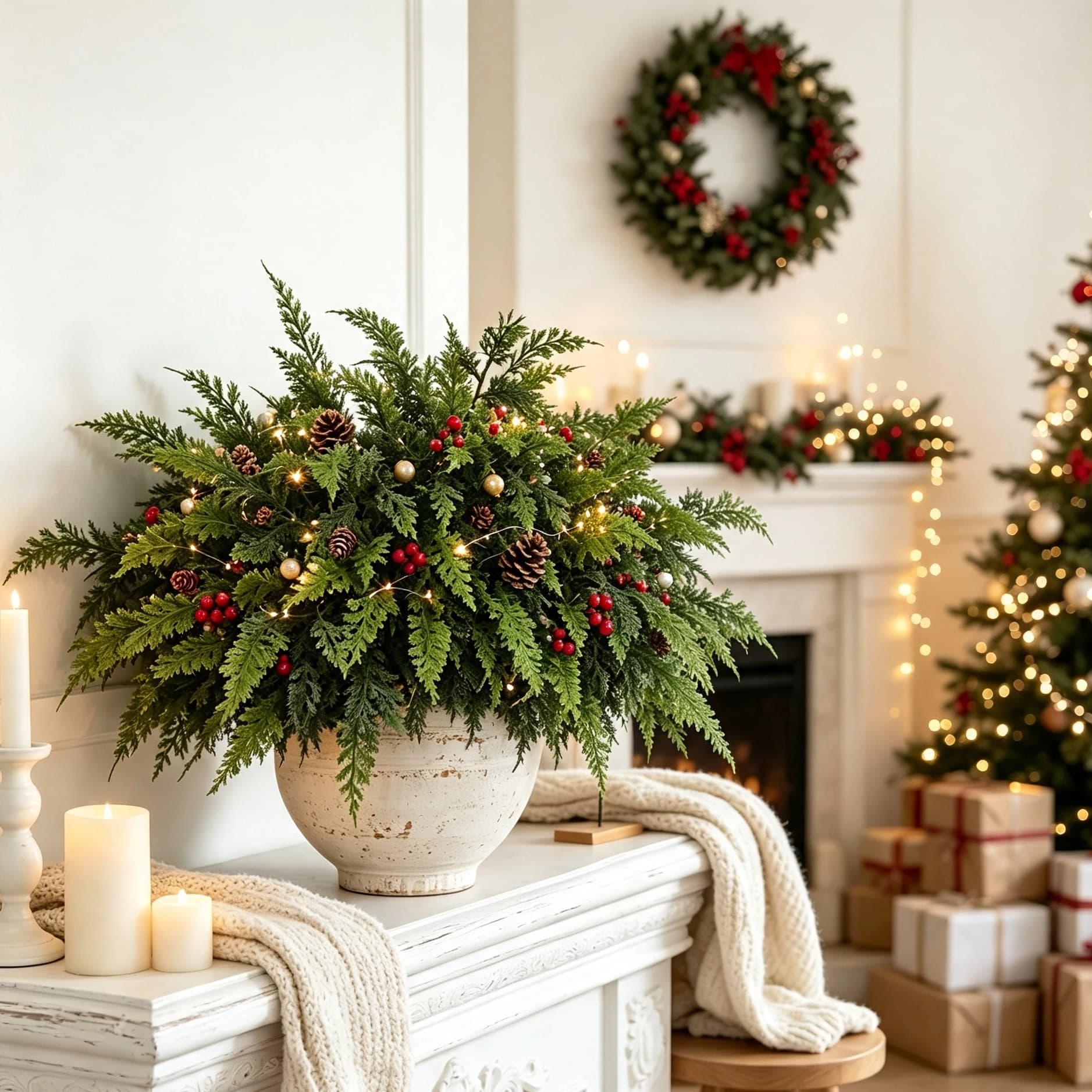 1/5pcs Artificial Plant Leaves Christmas Tree Home Table Decoration Outdoor Yard Material Wedding Flower Accessory DIY Gift Prop