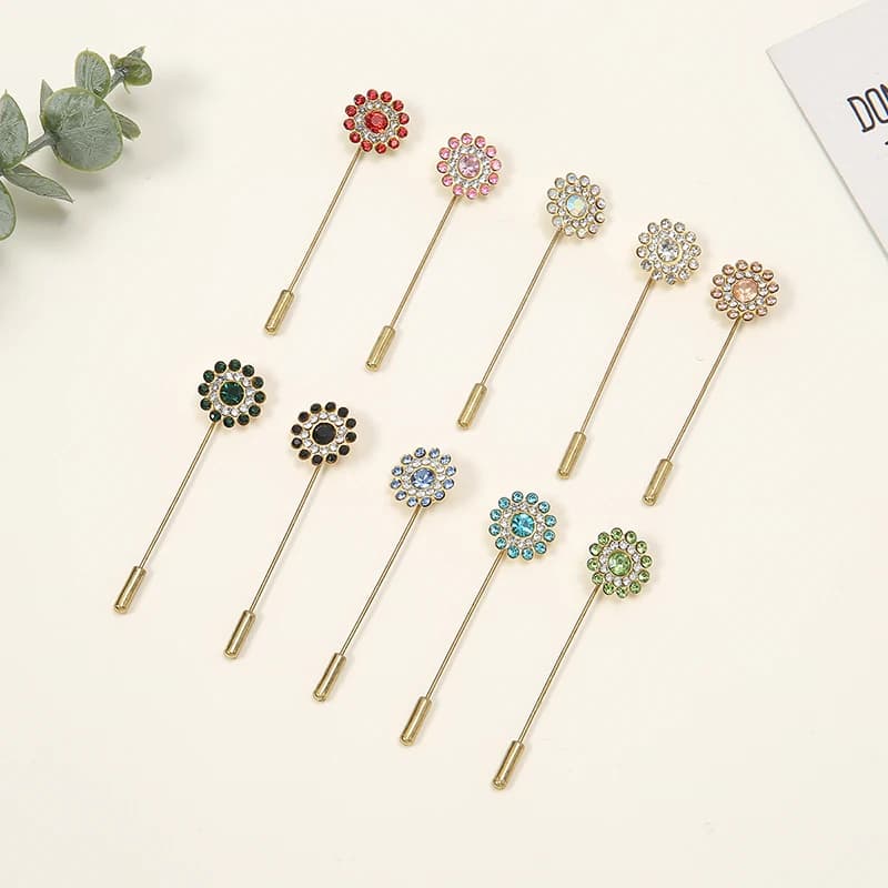 Spilla a una parola con diamante a fiore a doppio strato spille eleganti accessori etnici per le donne spille per sciarpa Hijab musulmana 10 pz/borsa