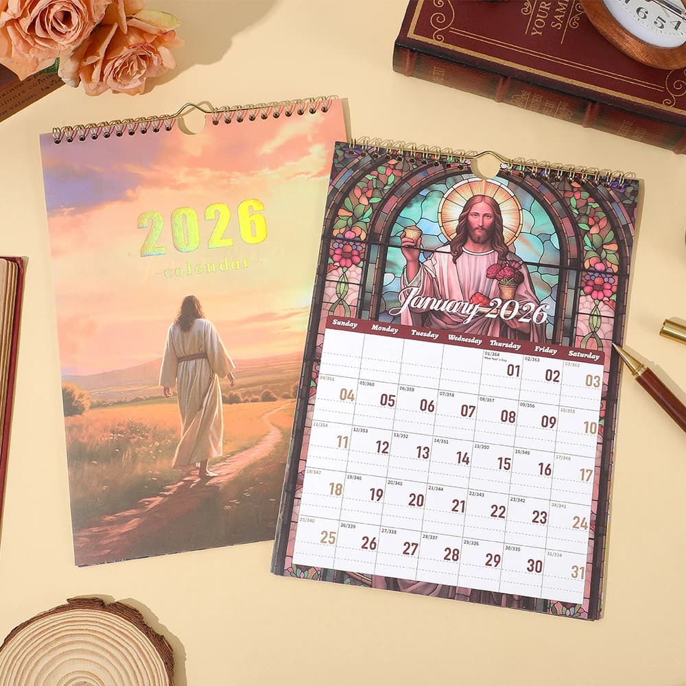 Calendario da parete della Bibbia A4 2026 Pianificatore cristiano da 12 mesi con sezioni mensili settimanali giornaliere per la pianificazione dell'home office (Jan-Dec 2026)