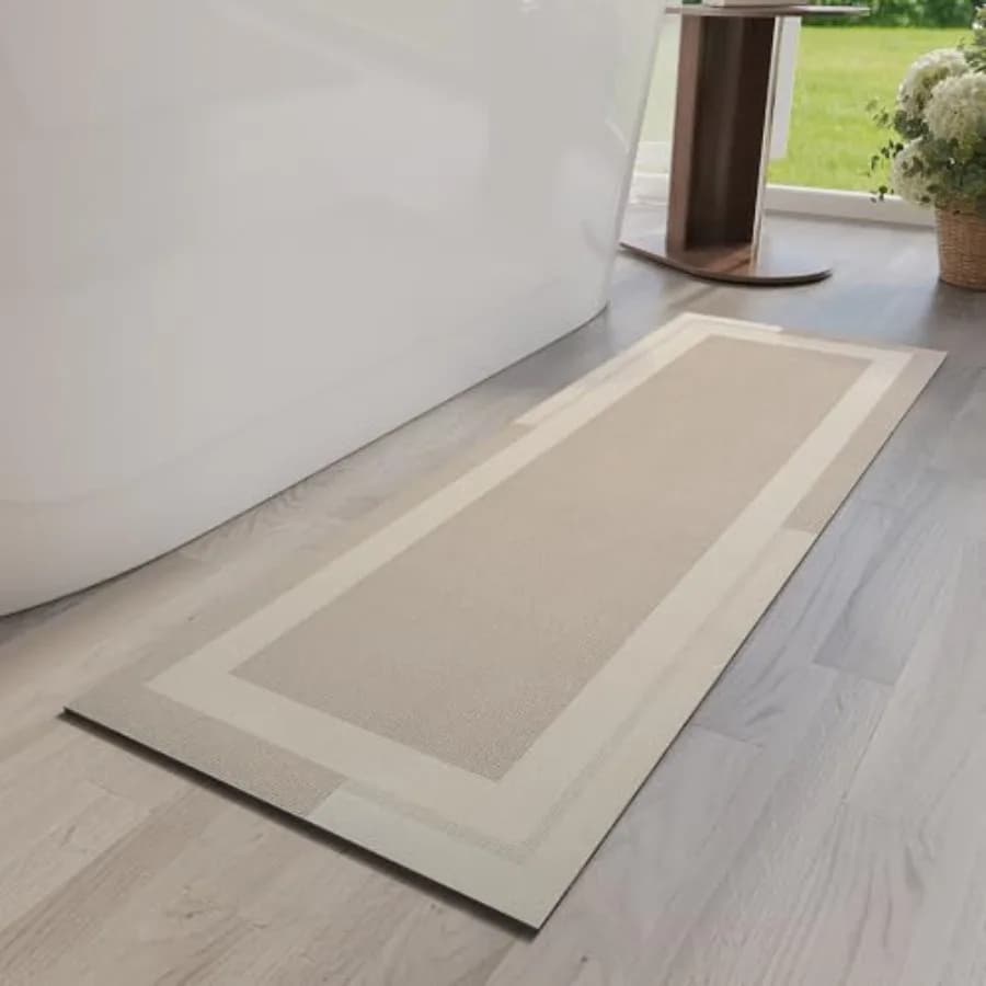 Tappetino da Bagno Lungo Antiscivolo, Tappeto per Bagno Ultra Sottile con Base in Gomma, Adatto per Sotto la Porta, Asciugatura Rapida, Super Assorbente, Lavabile