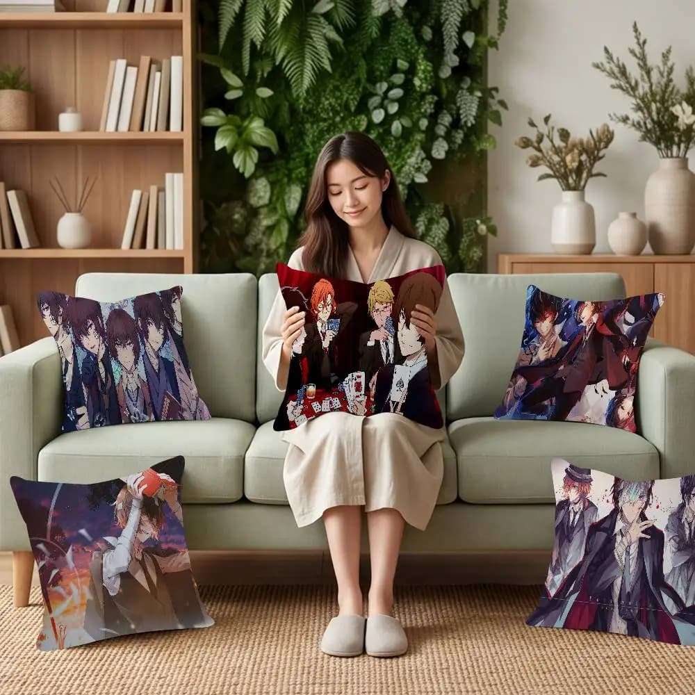 Bungo Stray Dogs Nakahara Chuya Pillow Cover Soft Throw Pillow Case 45x45cm Couch Home Decor for Living Room Sofa Party Gift
