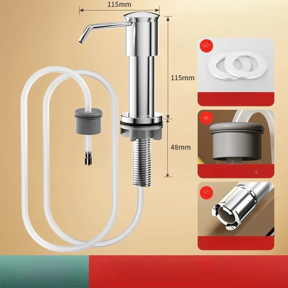 Dispenser di sapone da cucina Pompa in acciaio inossidabile con ugello esteso per una facile erogazione di olio e detersivo per sapone da cucina