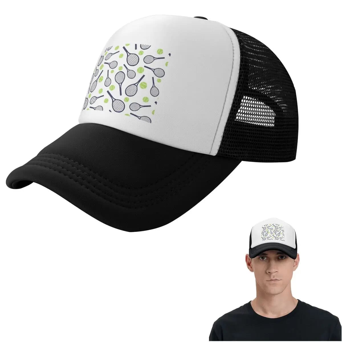 Tennis Racket And Ball Cap Fashion Mesh Baseball Caps Adjustable Hat Hip Hop Summer Unisex Baseball Hats