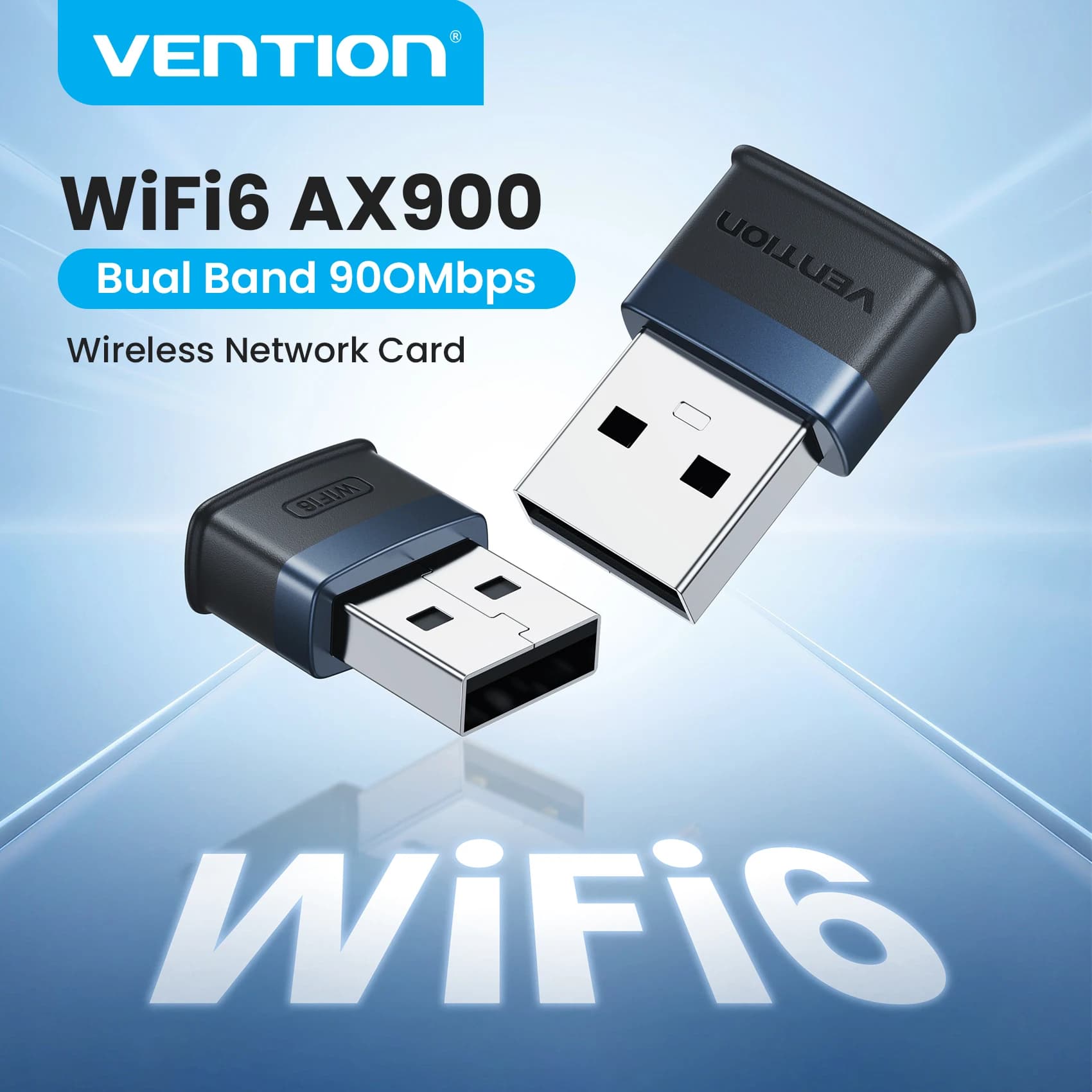 Adattatore USB WiFi 6 Vention AX900, Scheda di Rete Wireless Dual Band 2.4GHz 5GHz, Dongle con Antenna USB Wifi per PC Windows e Laptop 11 10