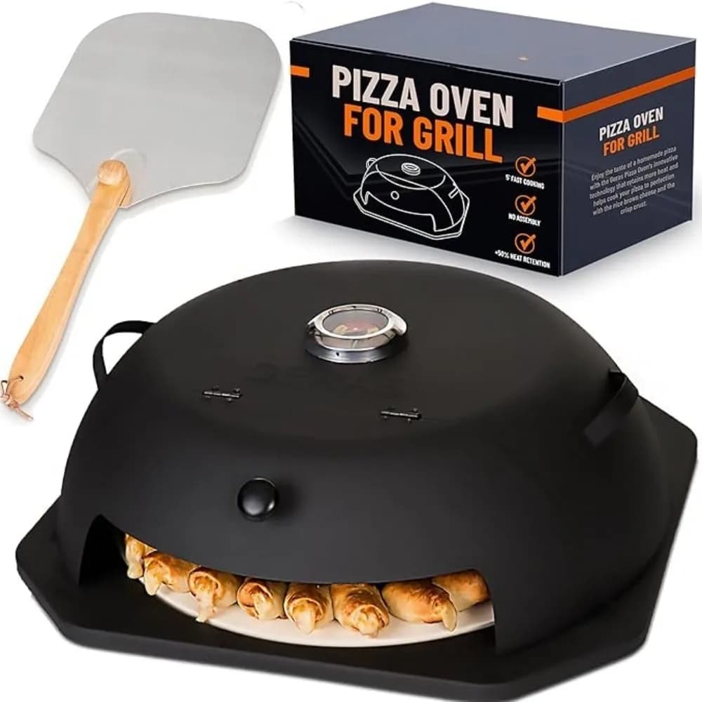 Forno per pizza con grill superiore per campeggio all'aperto, pietra per pizza, kit per buccia di pizza, barbecue portatile per barbecue al carbone, pellet -vendita calda