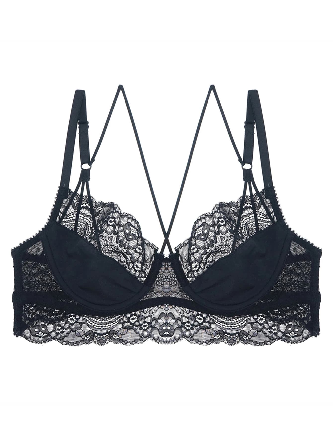 Women Underwire Unlined Bra Flower Lace Underwear Comfortable Breathable Brassiere