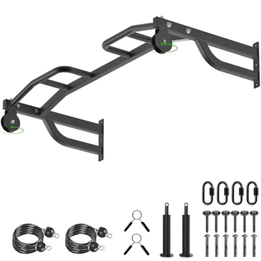 Home gym pull-up bar: heavy-duty steel black ceiling-mounted with adjustable height and multi-grip options for chin-ups body st