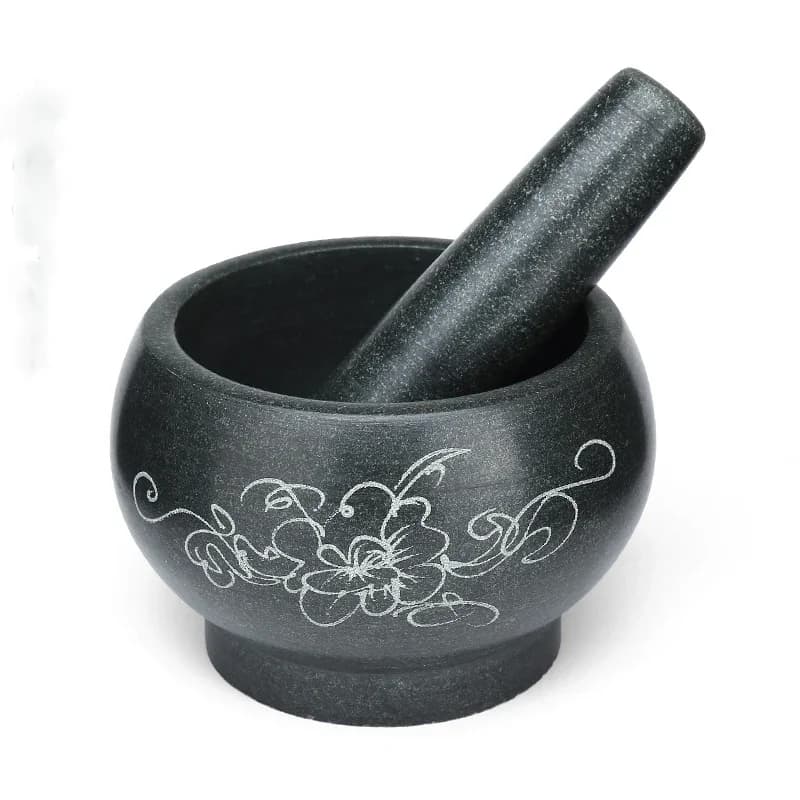 D16CMxH10CM Set mortaio e pestello in granito naturale per spezie, arachidi, pasta di riso, aglio - Aggiorna la salute organica