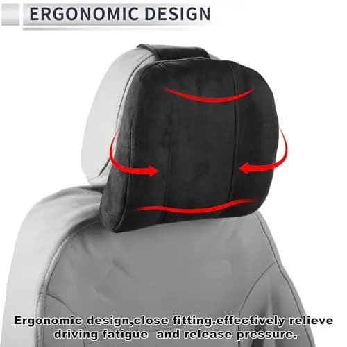 Cuscino ergonomico per poggiatesta auto con supporto in memory foam, larghezza regolabile, nero, confezione da 2 per il comfort durante i viaggi e la guida