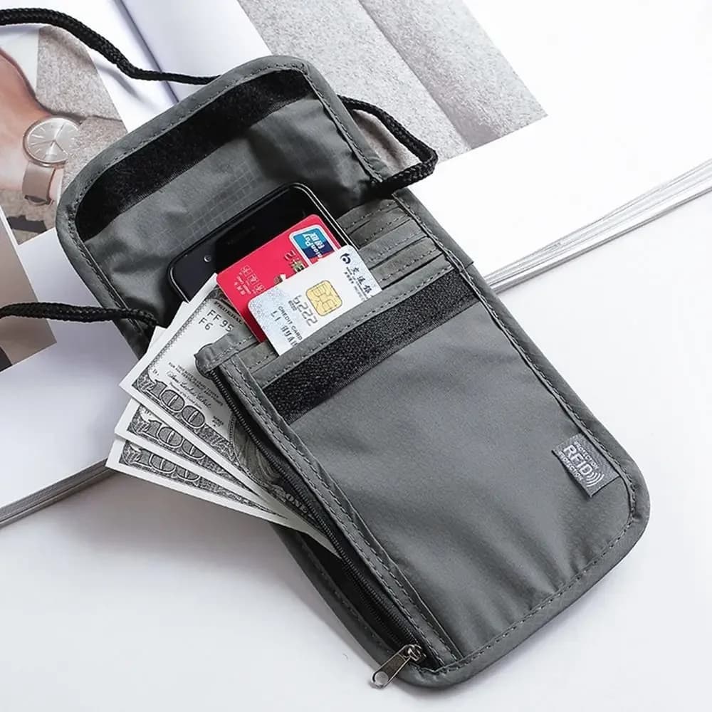 Borsa identificativa per passaporto RFID in nylon portatile Custodia per documenti multifunzionale impermeabile Borsa per passaporto Borsa da viaggio Portafoglio Borsa per soldi