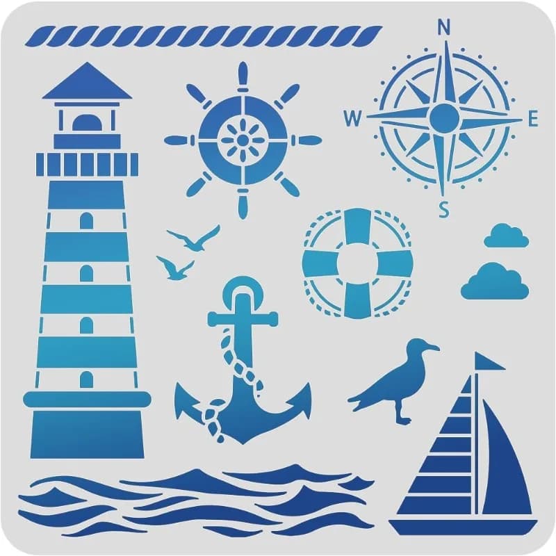1 pz Modelli di disegno in plastica PET per faro 11,8x11,8 pollici Modello di ancoraggio per bussola Stencil per scrabooking