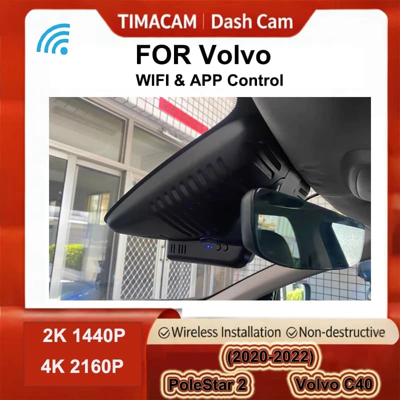 TIMACAM 4K 2K Wifi Dash Cam Dual Lens Car DVR Dash Camera Recorder for PoleStar 2 2020 2021 2022 for Volvo C40 2020 2021 2022