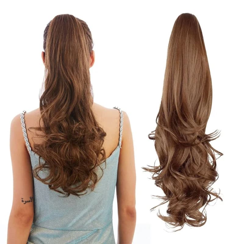 wigs claw clip ponytail high-temperature synthetic hair fluffy bow