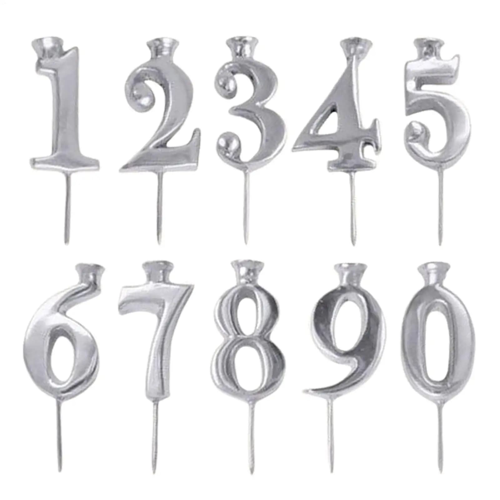 Portacandele Numerici da 0 a 9 per Torte, Set da 10 Pezzi, Accessori per Feste di Compleanno, Portacandele Digitali per Torte